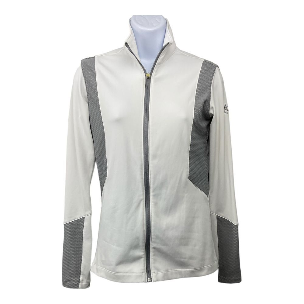 Under‎ Armor Women's Jacket White Gray Contrast Full Zip Long Sleeve Fitted Sz S